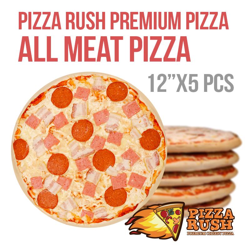 Pizza Rush Frozen All Meat Pizza w/ box 5PCS