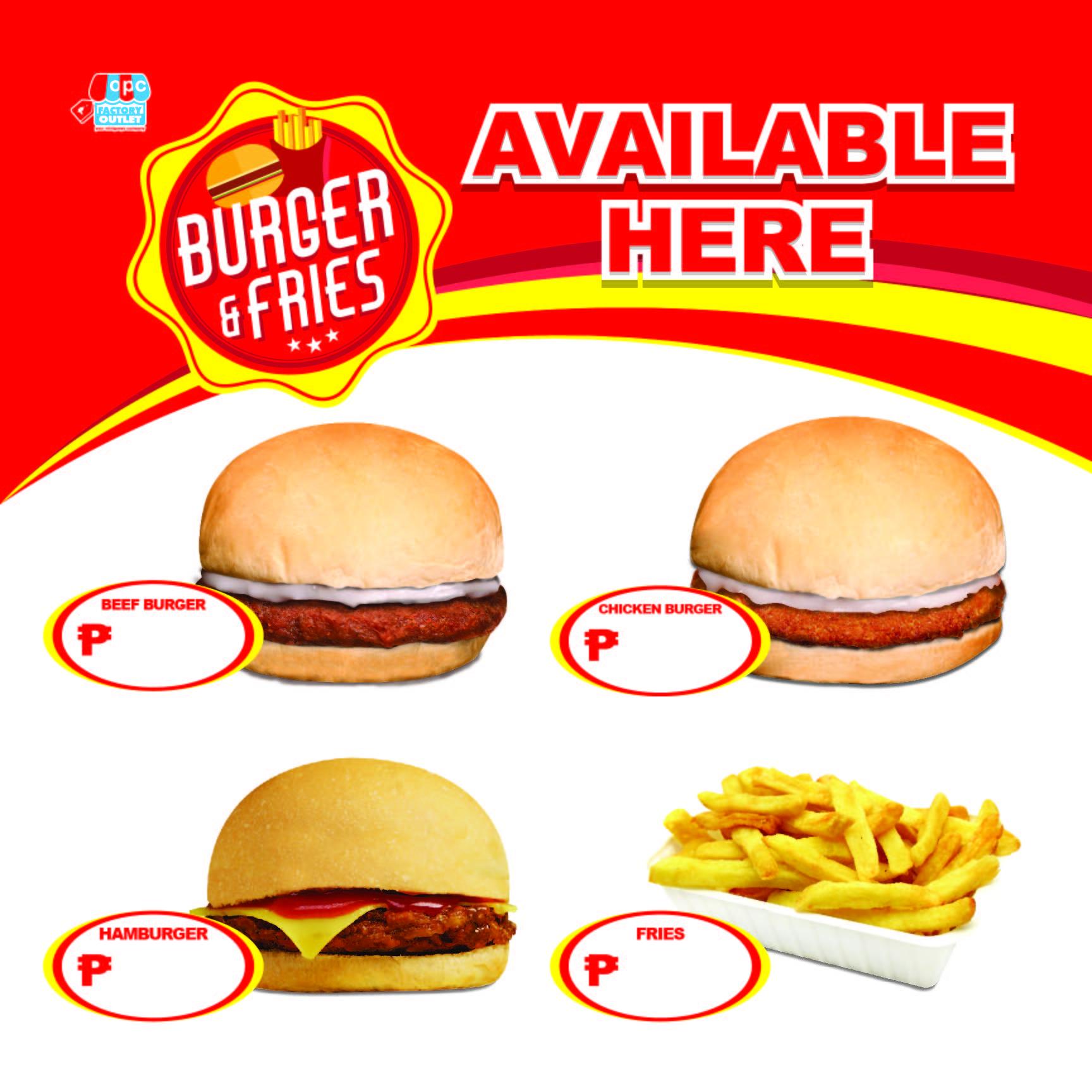 OPC Burger and Fries Menu Tarp 17x17 in