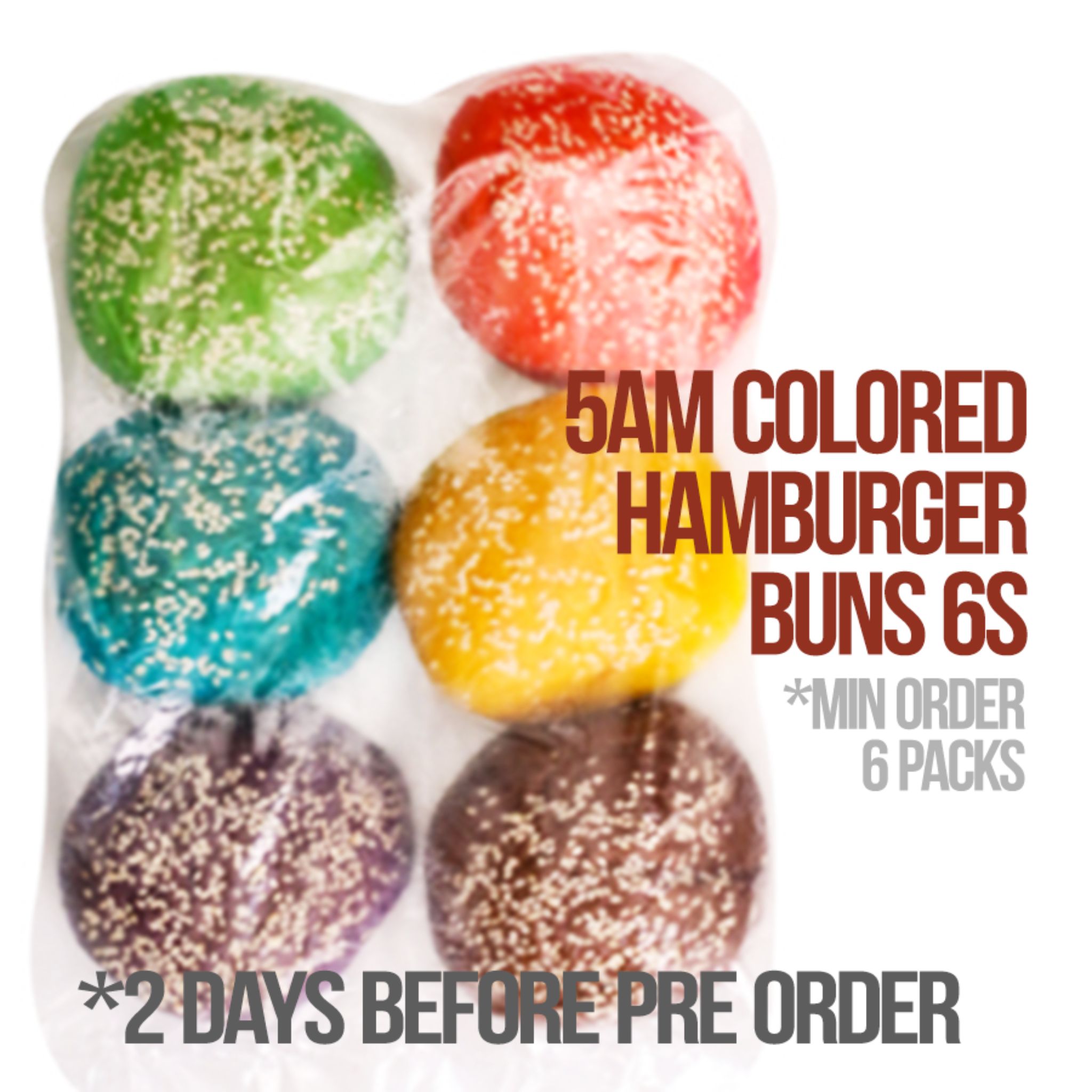 5AM Colored Hamburger Buns 6s *min Order 6 Packs