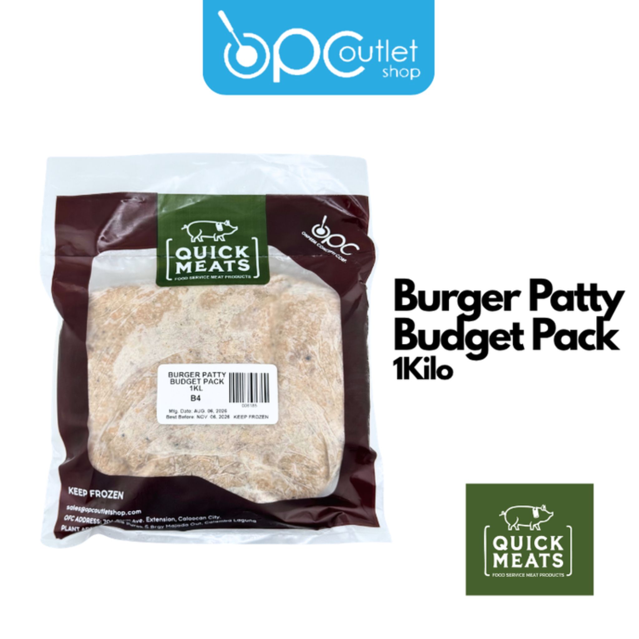 Quickmeats Burger Patty Ground Pork Budget Pack 1 kg