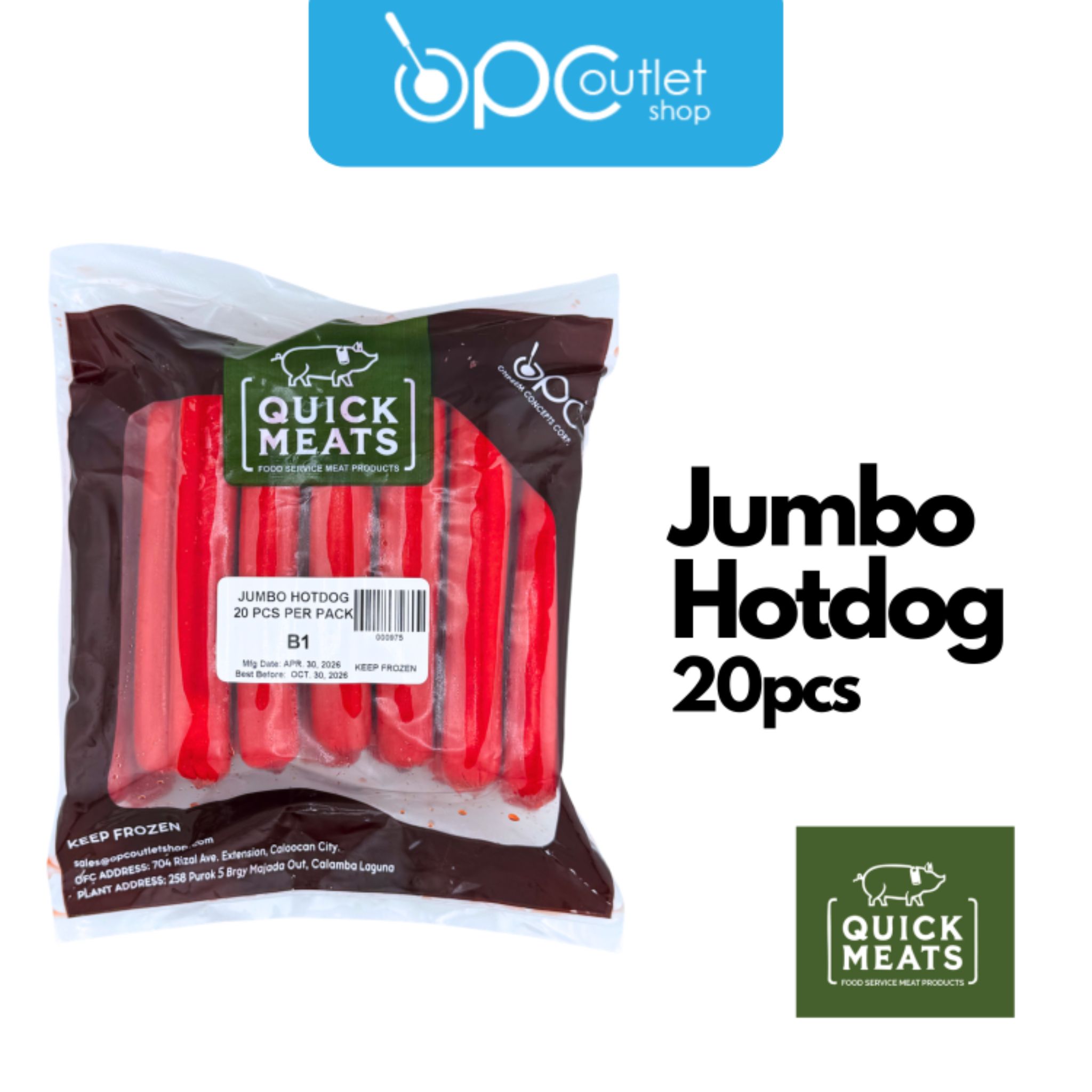 Quickmeats Jumbo Hotdog 6 in x 20s