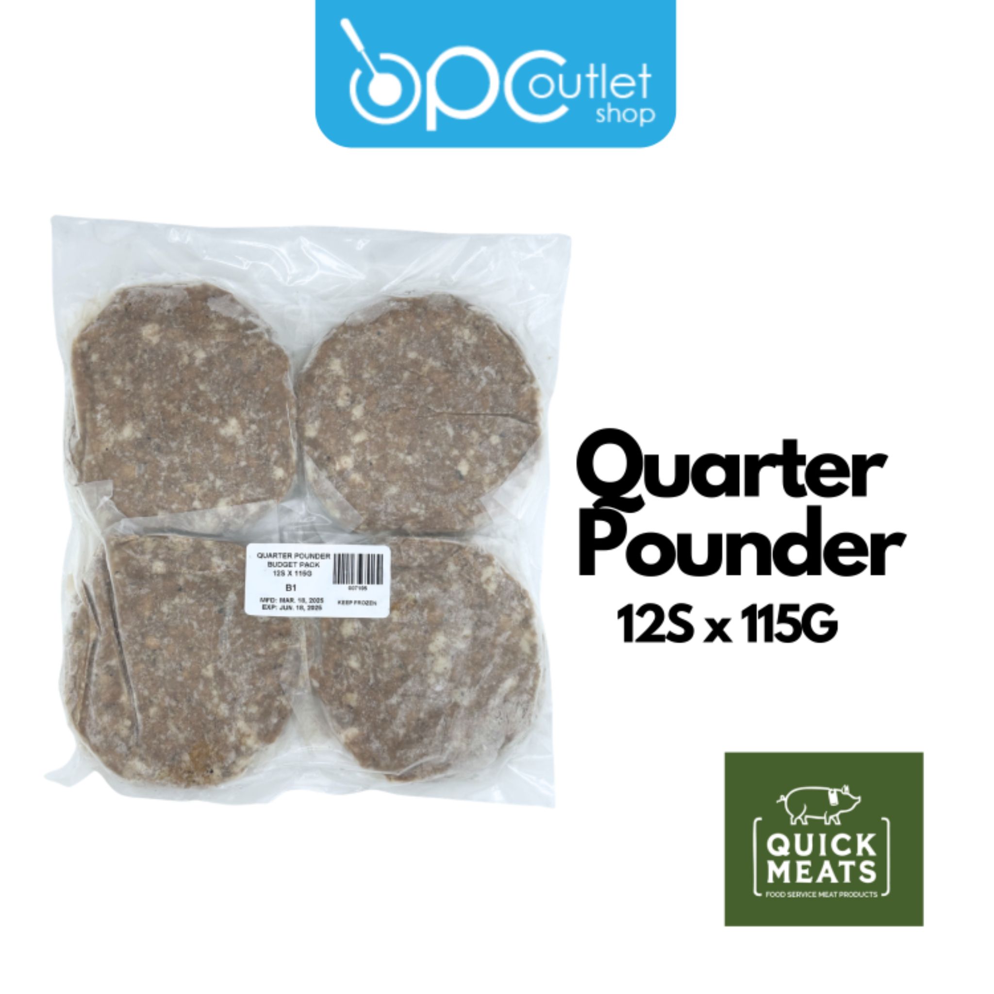 Quickmeats Budget Quarter Pounder Beef Patty 12pcs